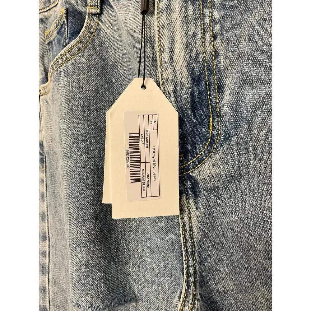 English Factory‎ Destroyed Mom Jeans NWT